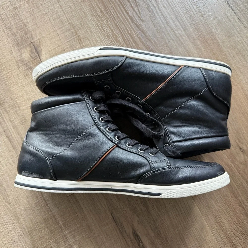 ALDO Men's Black Leather Ankle Boots Lace‎ Up Contrast Stitching Size 11